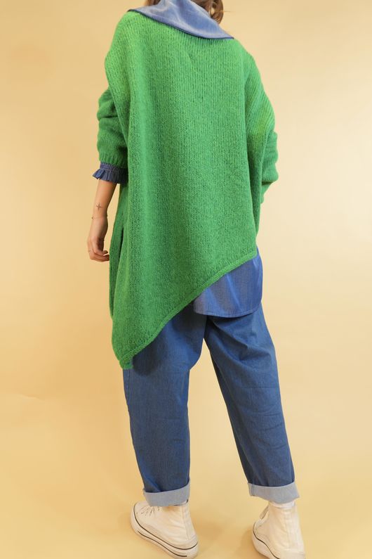 Made in Italy Big Softie Super Slant Knit Jumper Jade 